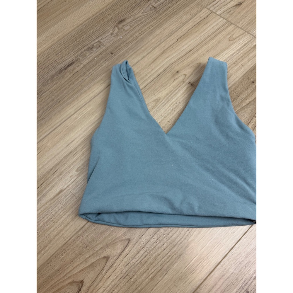 Gymshark Womens V Neck Sports Bra Crop Top Teal Blue Athleisure Workout XS - Picture 2 of 6